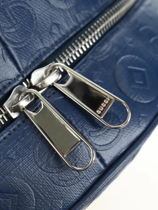 GUCCI Sherry Line Double G Backpack Leather Navy Silver Red 752358 Auth main image 14